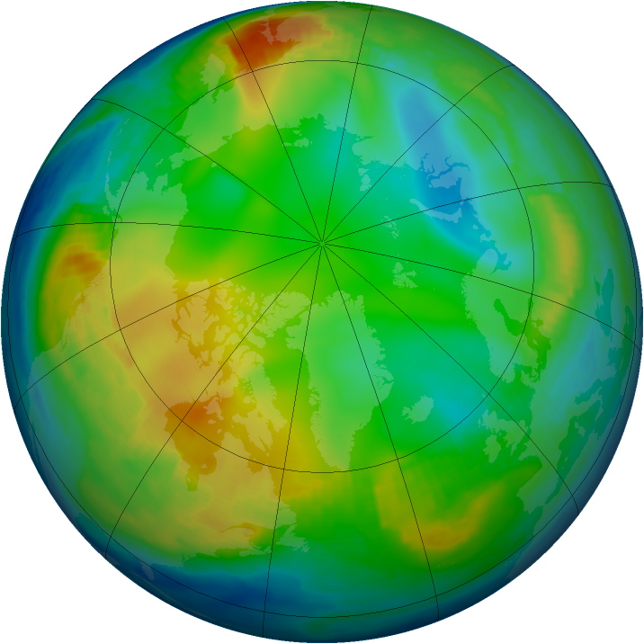 Arctic ozone map for 20 December 1996